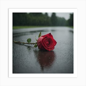 Rose In The Rain 1 Art Print