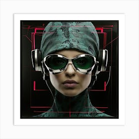 Woman With Headphones Art Print