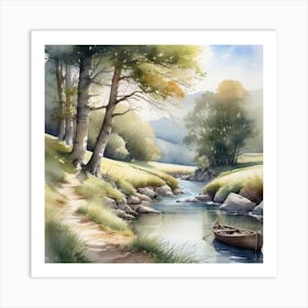 Watercolor Of A River 1 Art Print