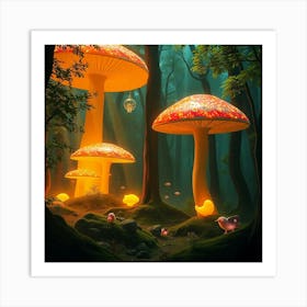 Mushrooms In The Forest 29 Art Print