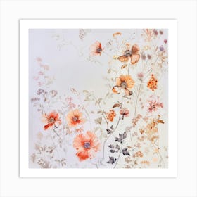 Flowers On A White Background 1 Art Print