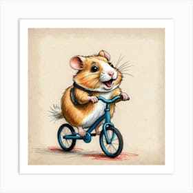 Hamster Riding A Bike 2 Art Print