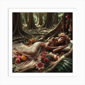 Girl In A Forest Art Print