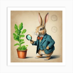 Rabbit With Magnifying Glass 8 Art Print