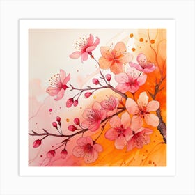 Watercolor Cherry Blossoms Art Print