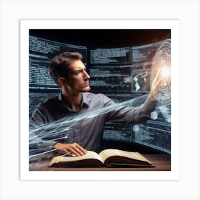 Man Looking At A Computer Screen Art Print