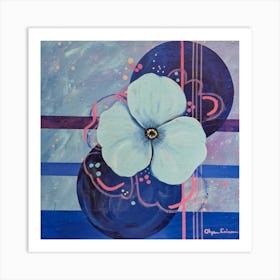 Blue Geometrical Flower Art Print