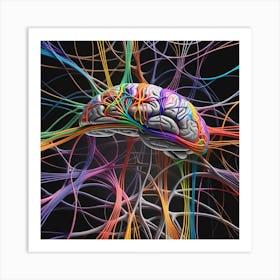 Brain With Colorful Wires 3 Art Print