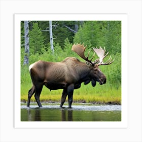 Moose Antlers Wildlife Herbivore North America Forest Majestic Large Bull Cow Calf Solita (6) Art Print