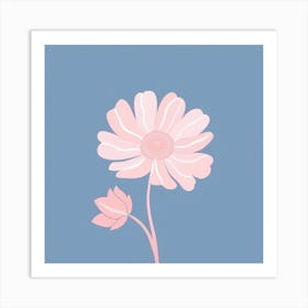 A White And Pink Flower In Minimalist Style Square Composition 200 Art Print