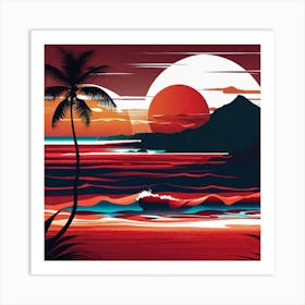 Sunset In Hawaii Art Print