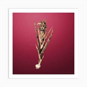 Gold Botanical Ferraria on Viva Magenta n.4236 Art Print