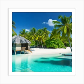 Tropical Beach With Palm Trees 3 Art Print