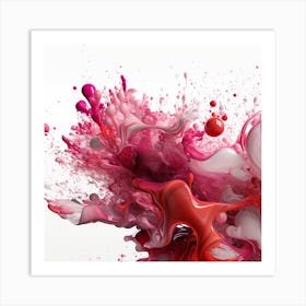 Abstract Red Liquid Splash On White Background Art Print