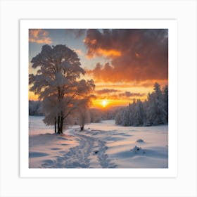 Sunset In Winter Art Print