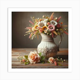 Jug Of Flowers Art Print