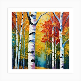 Birch Trees In Autumn 4 Art Print