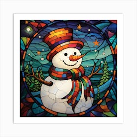 Snowman Stained Glass 2 Art Print