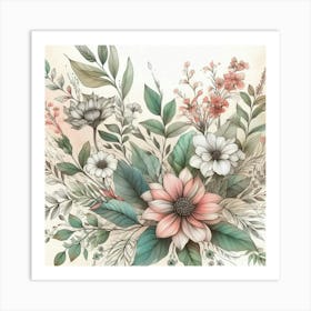 Watercolor Flowers Art Print