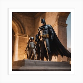 Batman with Mummykid Art Print