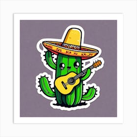 Cactus Playing Guitar 20 Art Print