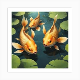 Koi Fish In The Water Art Print