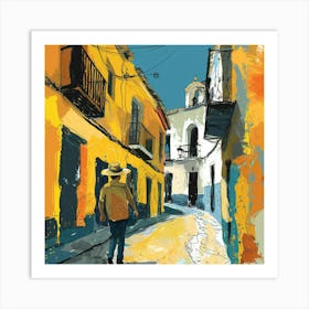 Man Walking Down A Street 1 Art Print