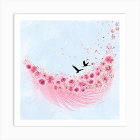 Birds Love Wedding Feathers Art Print