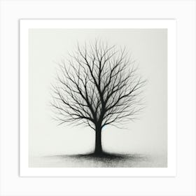 "Solitude in Monochrome: The Lone Tree's Silhouette"  'Solitude in Monochrome: The Lone Tree's Silhouette' captures the stark beauty of a solitary tree, its bare branches a study in the elegance of simplicity. Rendered in shades of gray, the artwork conveys a serene, contemplative mood, inviting introspection. This piece, with its minimalist approach, is a testament to the quiet power of nature's forms and is perfectly suited for spaces seeking a touch of calm and introspective ambience. Art Print