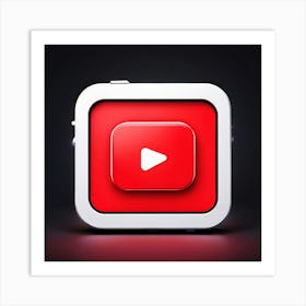 Youtube Video Streaming Platform Media Content Icon Logo Red Play Watch Channel Subscrib (4) Art Print