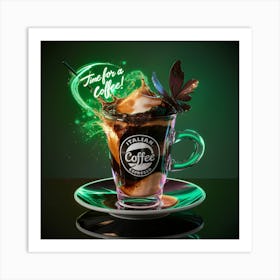 Neon Espresso Delight A 3d Coffee Experience (2) Art Print