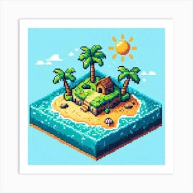 8-bit tropical island Art Print