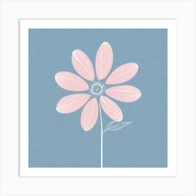 A White And Pink Flower In Minimalist Style Square Composition 289 Art Print