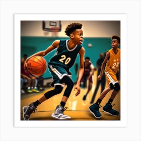 Basketball Player Dribbling 7 Art Print