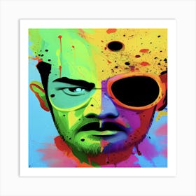 A man with a colorful face Art Print