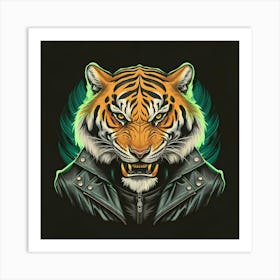 Tiger In Leather Jacket Art Print