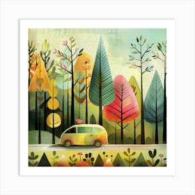 Car In The Forest Art Print