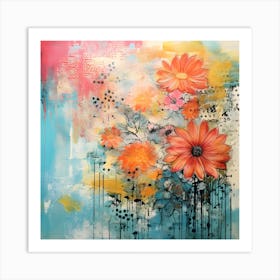 Vintage Bright Flowers 12 Art Print