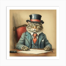 Cat In Top Hat 9 Art Print