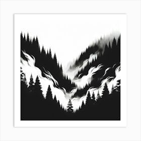 Black And White Forest Art Print