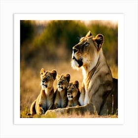 Lions And Cubs Art Print