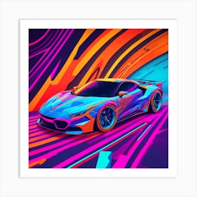 Psychedelic Sports Car Art Print