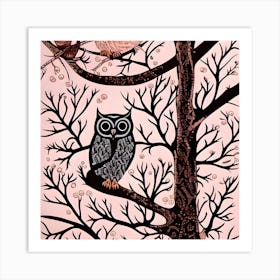 Owls On Branches Art Print