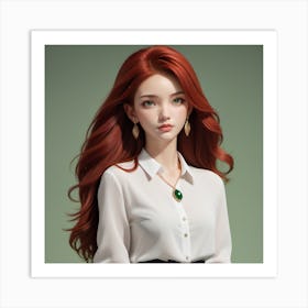 Asian Woman With Red Hair Art Print