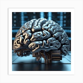 Brain On A Computer Screen 1 Art Print