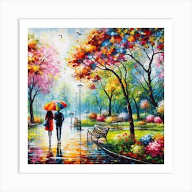 Couple In The Park 1 Art Print