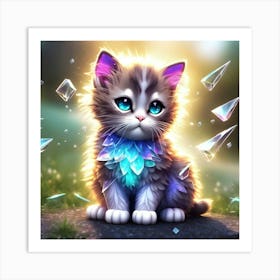 Cute Kitten With Crystals 2 Art Print