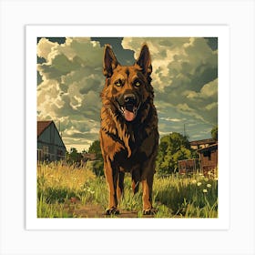 Giant Angry German Shepherd Dog 11 Art Print