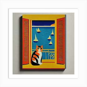 Cat By The Window Art Print