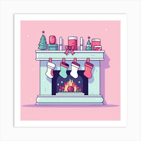 Christmas Fireplace 5 Art Print